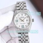 Swiss Clone Rolex Ladies Datejust Watch Blue Diamond Dial Diamond Band 